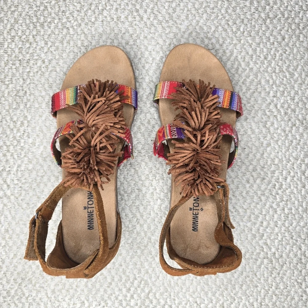 Minnetonka Desi Brown Sandals with Colorful Accents 8